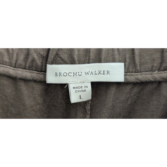 Brochu Walker Loana Pants Women's Size Large Brown Linen Blend Crop Bottoms - Picture 3 of 7
